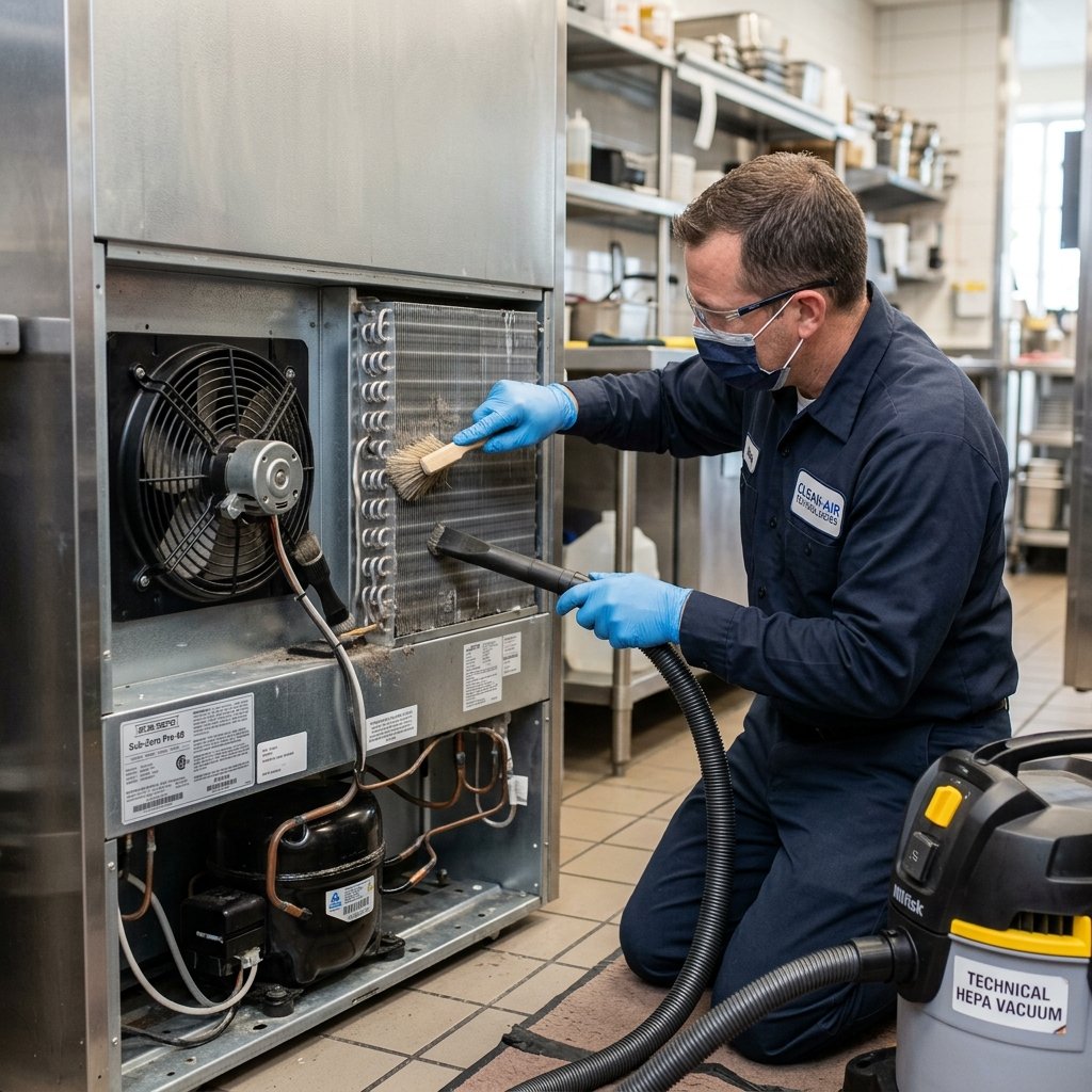Limpeza preventiva de condensador de geladeira